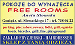 Pokoje do wynajcia - Aneta Somska - Gonidz, ul. Sowackiego 17 - tel. (085) 738 04 22, tel. kom. 660 729 155